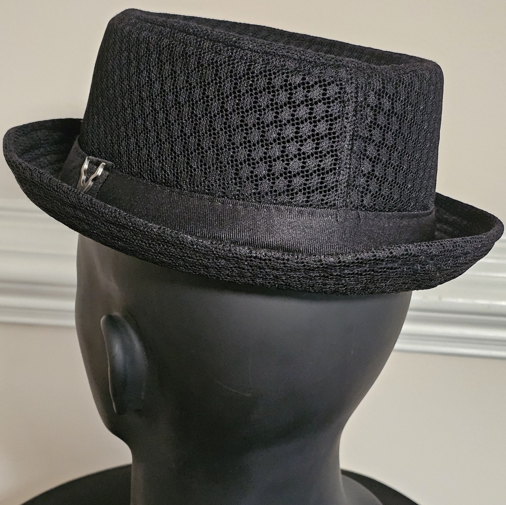 Mesh Pork Pie Hat Black